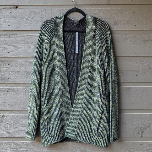 Lululemon Cotton-Cashmere Blend Sweater Wrap Green Foliage / Black Granite - Picture 1 of 6